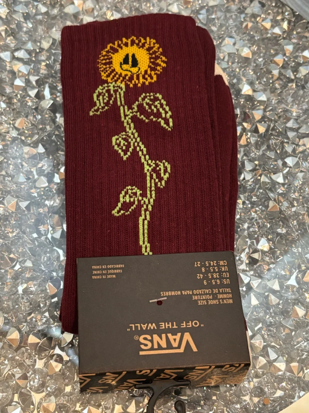 Vans Sunflower Floral Crew Socks NWT Men’s 6.5–9 Women’s 8–10.5
